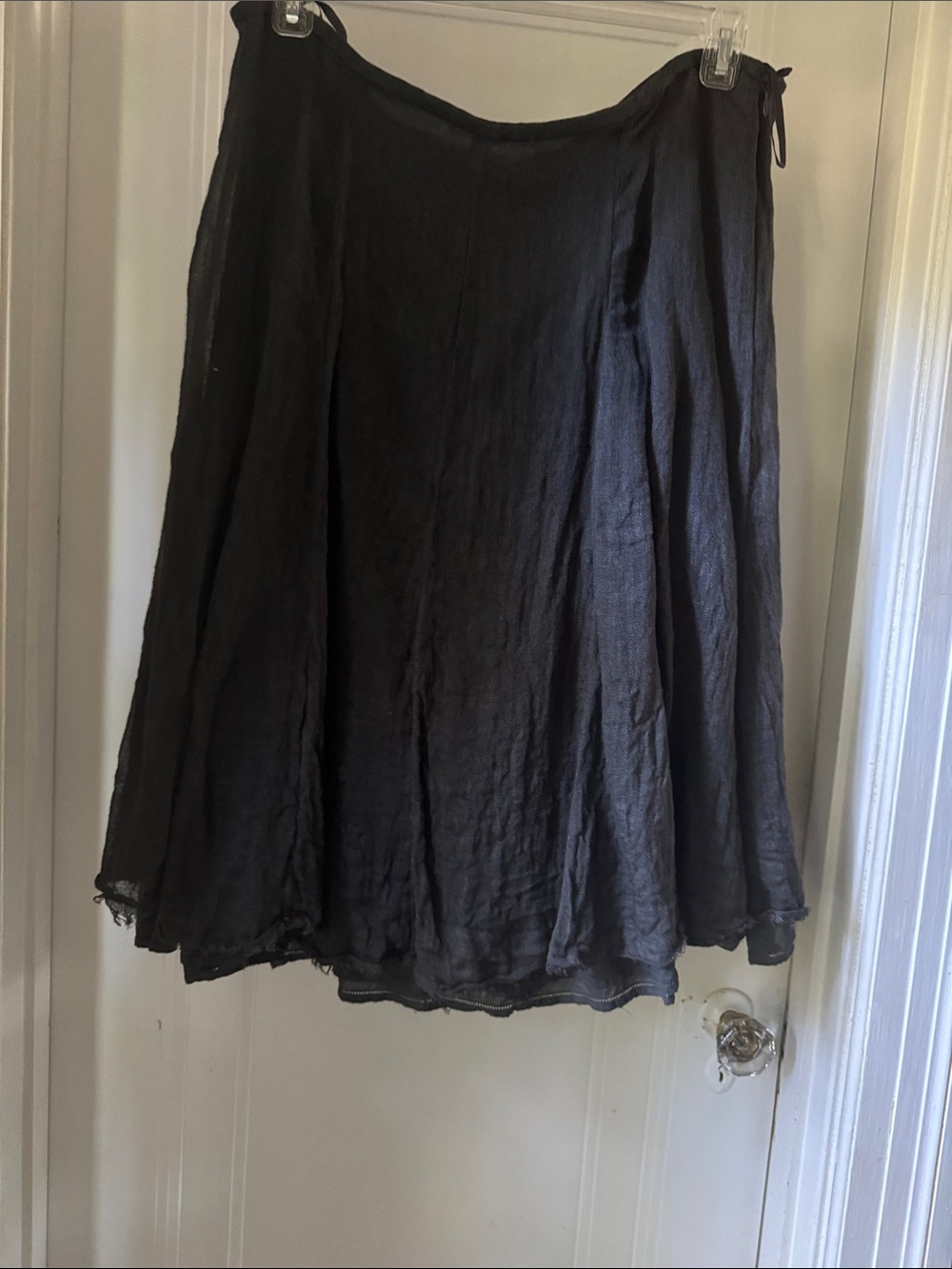 Eileen Fisher Linen Black Flowing Circle Skirt